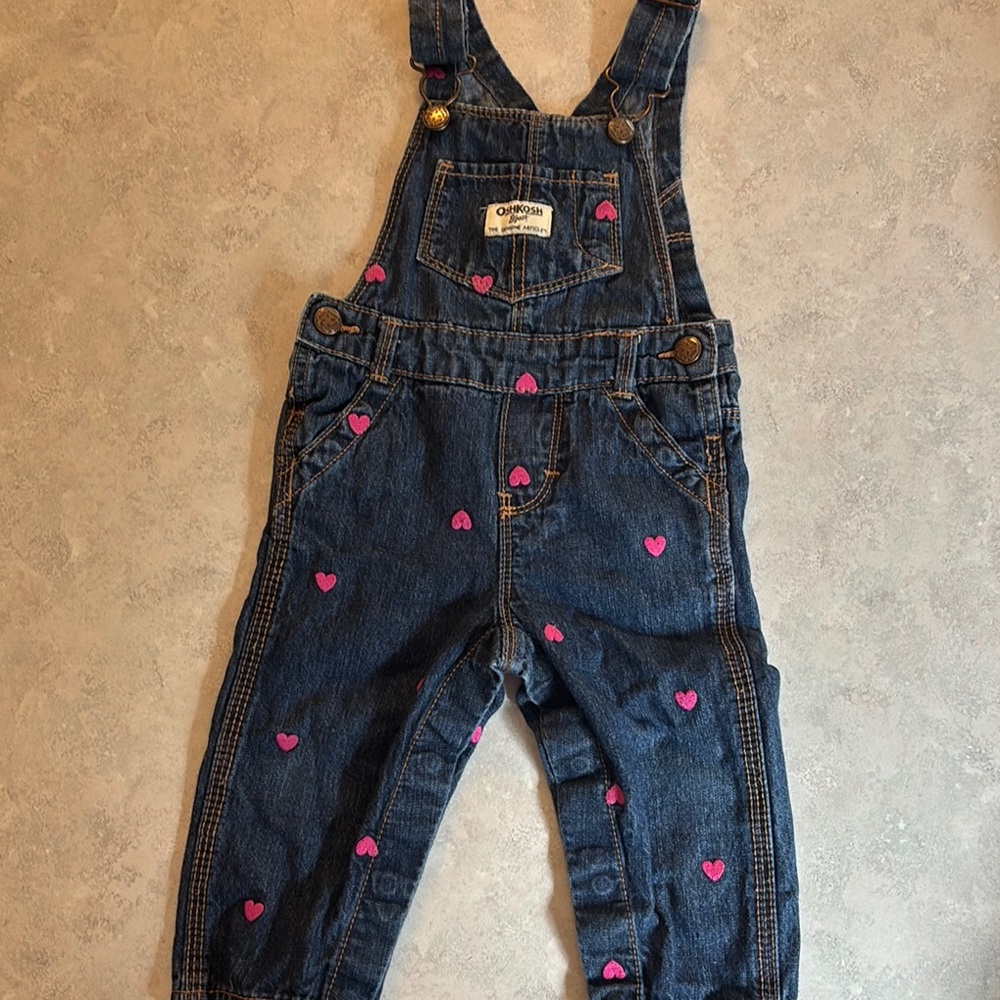 OshKosh B'gosh Blue Overalls with Pink Hearts